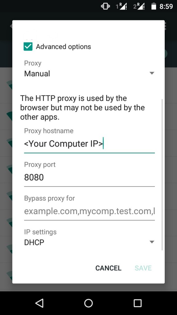 Mobile Performance Testing: Android proxy configuration