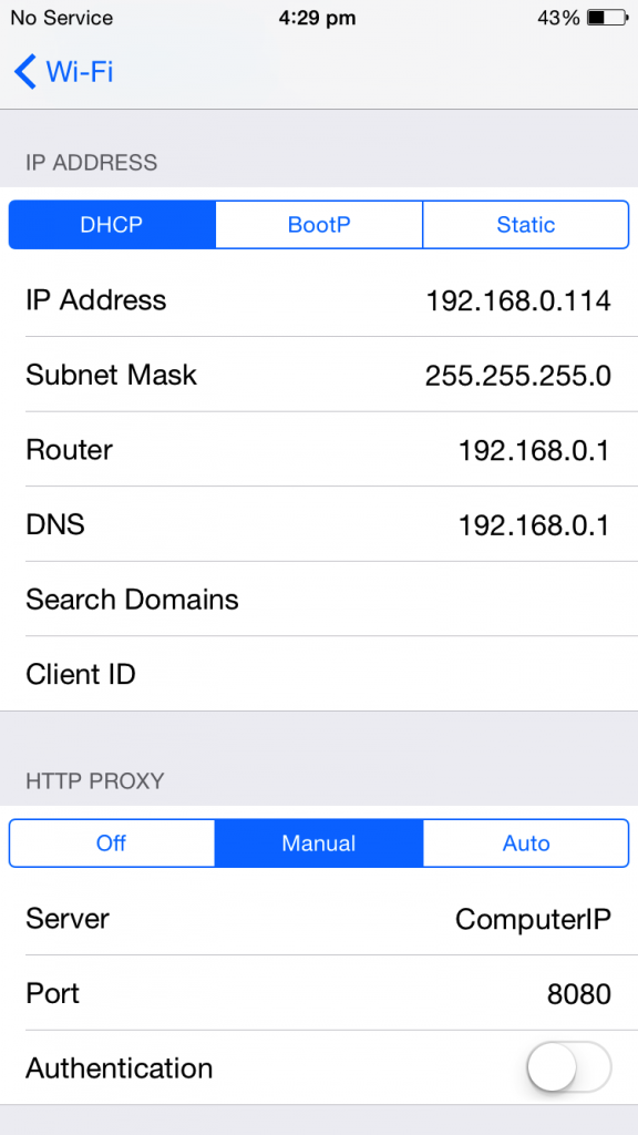 Mobile Performance Testing: iOS proxy configuration